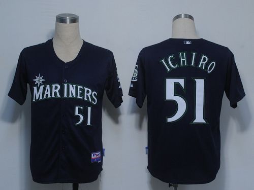 Mariners #51 Ichiro Suzuki Navy Blue Cool Base Stitched MLB Jersey - Click Image to Close